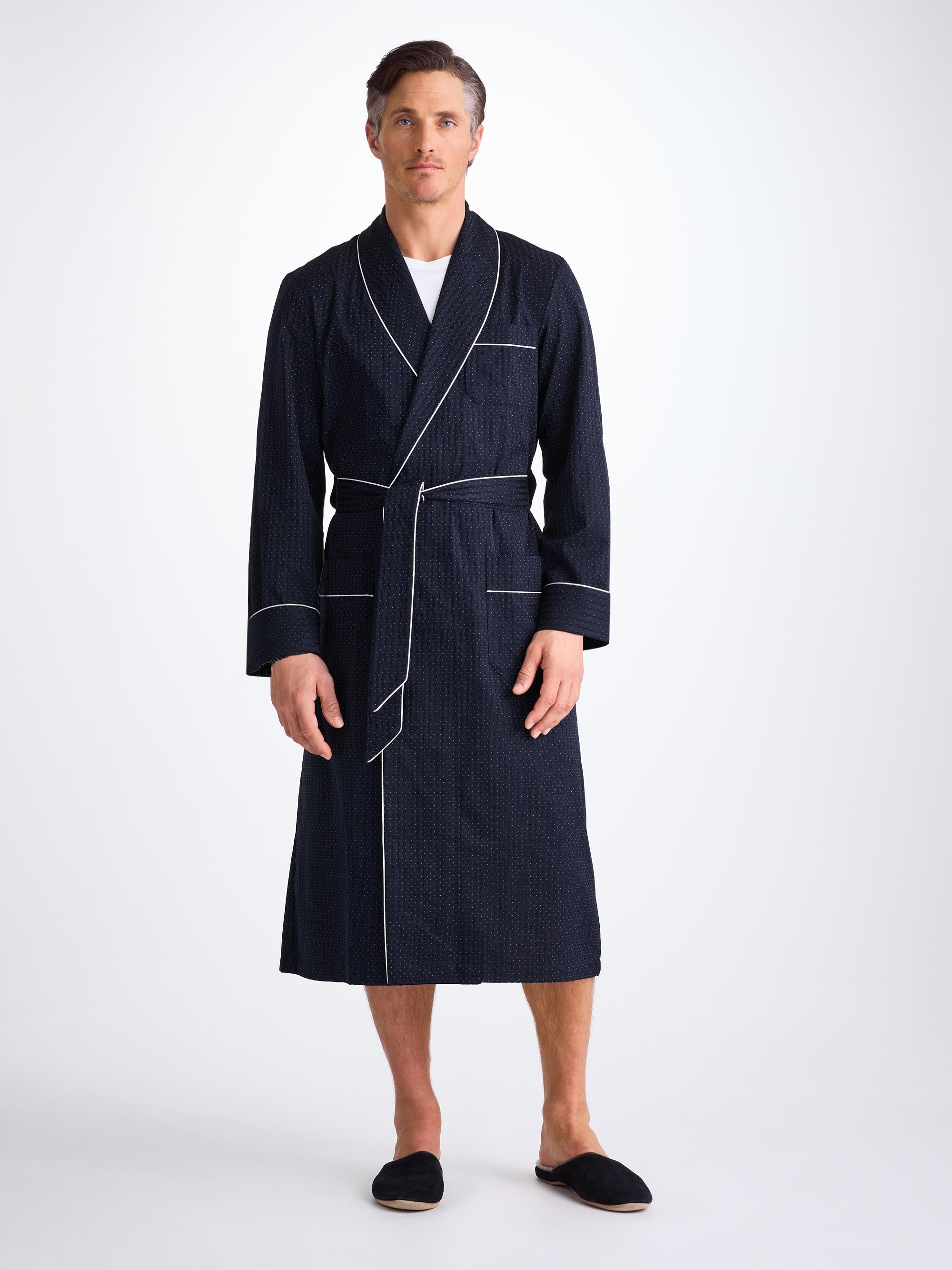 Men's Dressing Gown Royal 40 Cotton Navy